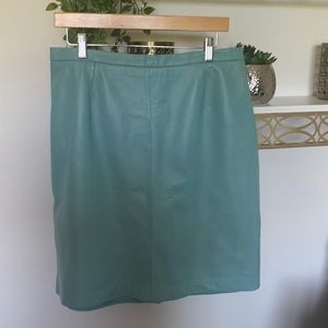 Terry Lewis Aqua leather pencil skirt. Size 16